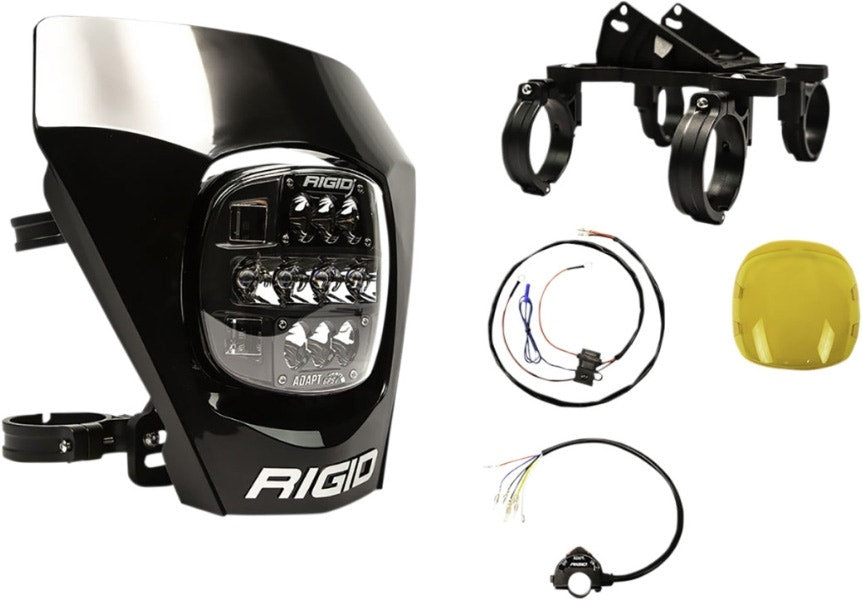 Rigid Adapt XE Moto LED Headlight Kit Black Number Plate 8k Lumens Universal