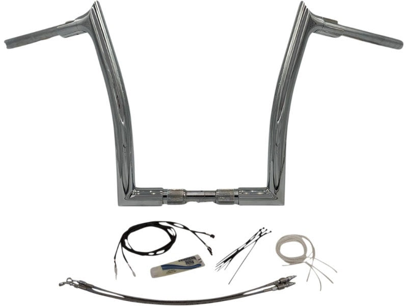 FBI Fat Baggers Chrome 1-1/2" EZ Install Pointed Top 14" Handlebar Kit Harley 18+