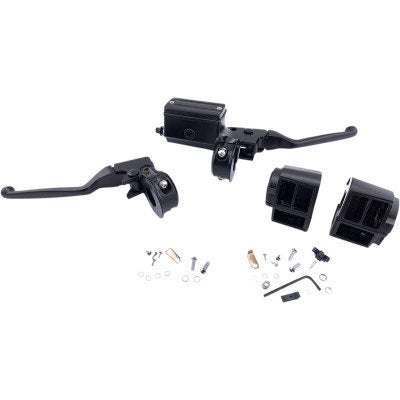 Drag Black 5/8" Master Cylinder Handlebar Control Kit Harley Big Twin FX 84-95
