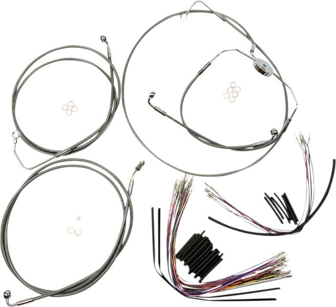Magnum XR Handlebar Cable Install Kit Stainless Chrome 15-17 Rise Harley 09-12