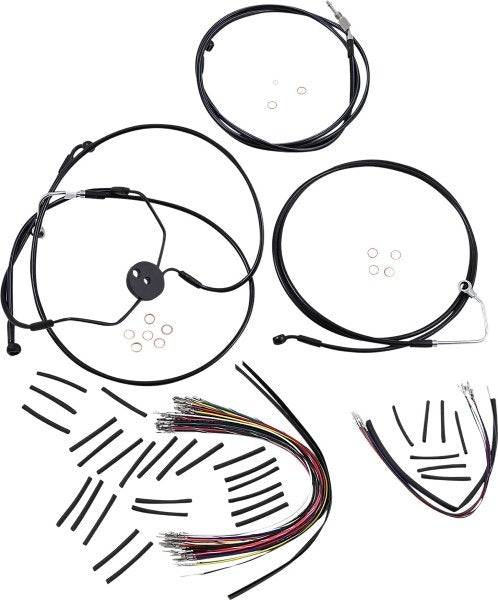 Magnum XR Handlebar Cable Install Kit All Black 15-17 Rise Harley 09-12