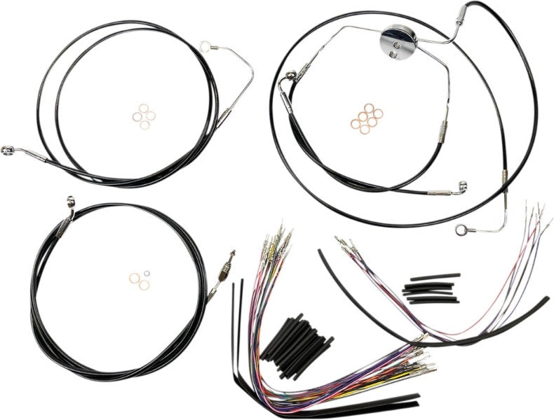 Magnum XR Handlebar Cable Install Kit Black Chrome 15-17 Rise Harley 08-13