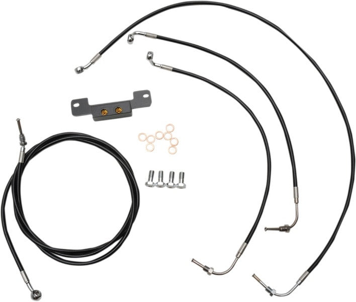 LA Choppers Cable Brake Line Kit Standard Mini Apes Black No ABS Harley M8 17-Up