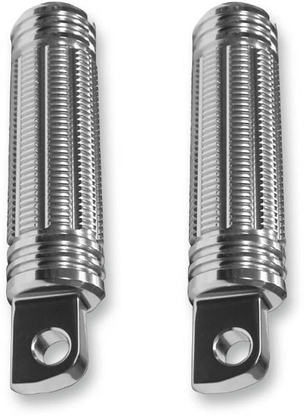 Burly Brand Stash Foot Pegs Clear Anodized Male Mount Harley and Metric