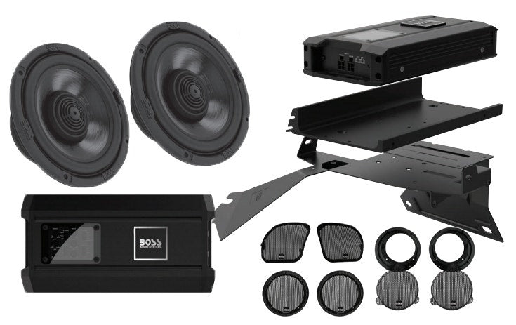 Boss Audio BHD3F Complete Audio Stage Kits Speakers + Amp Harley FLH/T 98-20