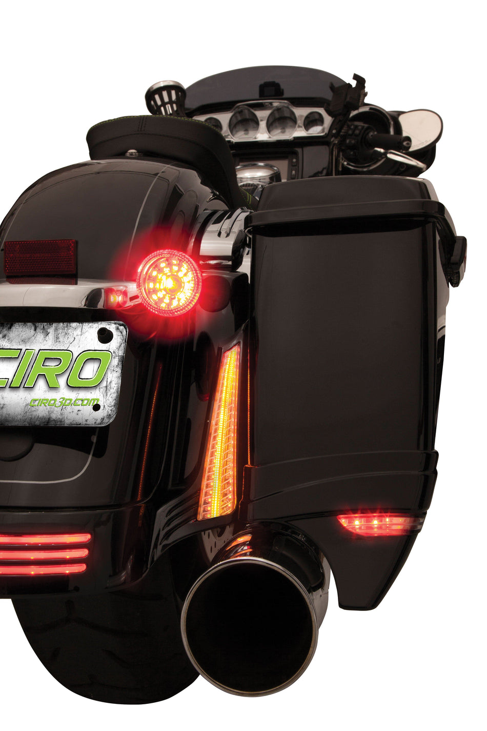 Ciro  Filler Panel Lights w Amber Signals for  Harley FLTR & FLH Models