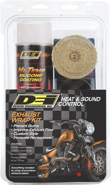 DEI Exhaust Wrap Kit 2x15 Tan Wrap with White HT Silicone Coating 901332