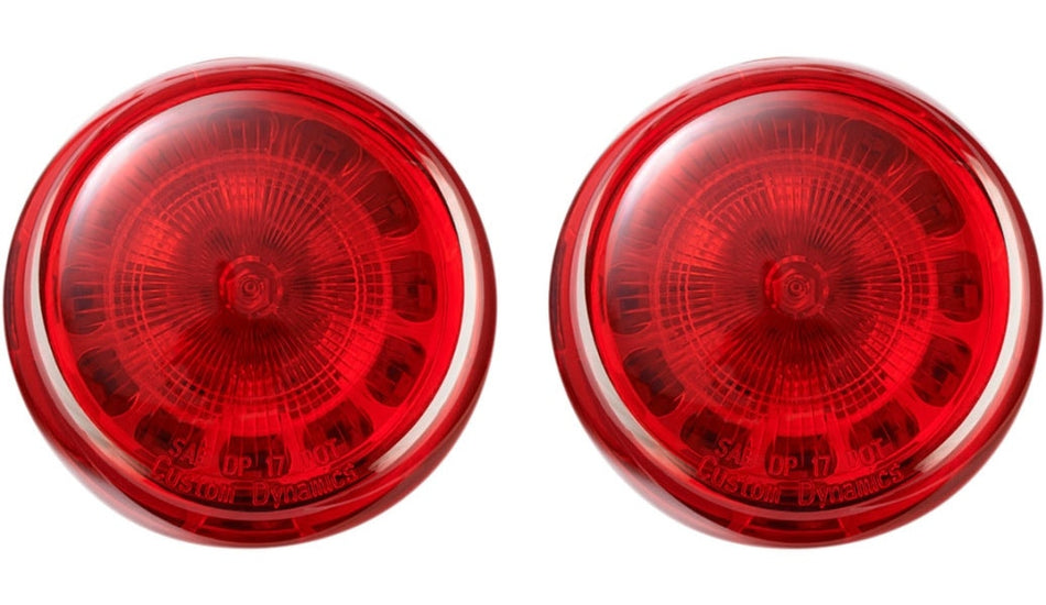 Custom Dynamics ProBEAM LED Rear Turn Signal Inserts 1157 Red Lens Harley 07-20