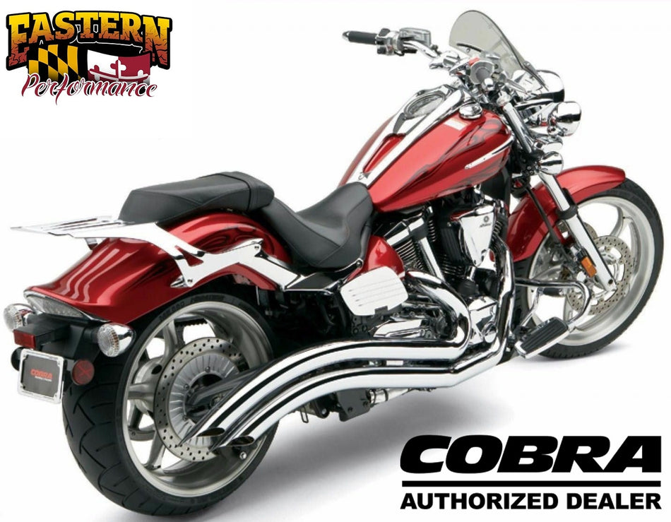 Cobra 2225 Chrome Speedster Swept Exhaust Pipes Yamaha Raider XV1900C 08-16