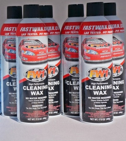 Waterless Wash Carnauba & Wax Fastwax FW1 Spray Can Removes Cleans Tar Dirt Bugs 6 Pack