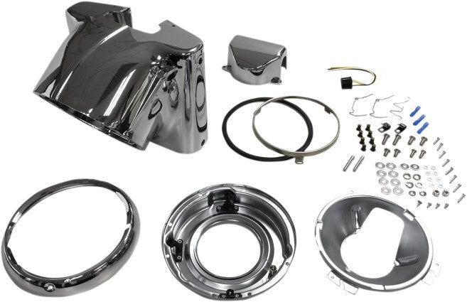 Drag 2001-1481 Chrome Nacelle Headlight Cowl Kit 01-17 Harley Softail FLST