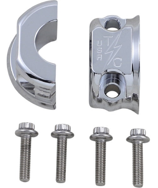 Thrashin Supply Co Chrome Machined 1" Brake Clutch Perch Clamps Harley ARP