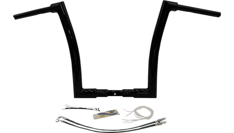FBI Fat Baggers Black 1-1/2" EZ Install Flat Top 14" Handlebar Harley FLTR 15-20