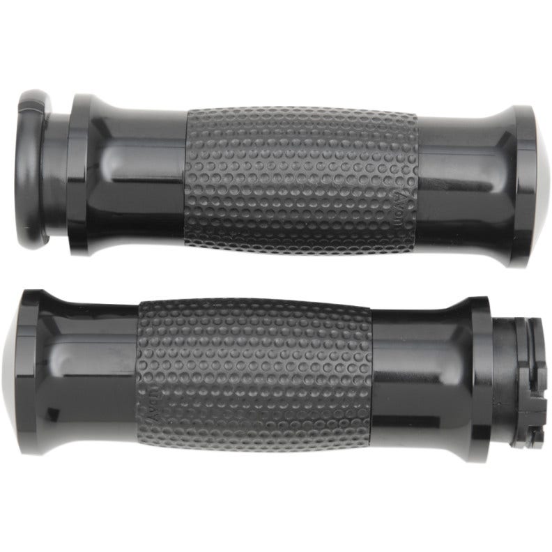 Avon Black Anodized Soft Gel 3 Ring Ergonomic Hand Grips Harley Cable Throttle GEL-70-ANO
