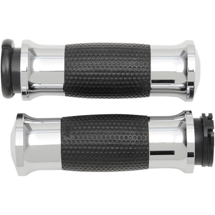 Avon Chrome Soft Gel Ergonomic Hand Grips for Harley Cable Throttle Models GEL-70-CH