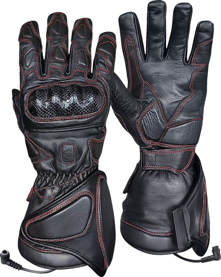 Gerbing Heated Clothing 12V Extreme Hard Knuckle Motorcycle Heated Gauntlet Gloves - Black
