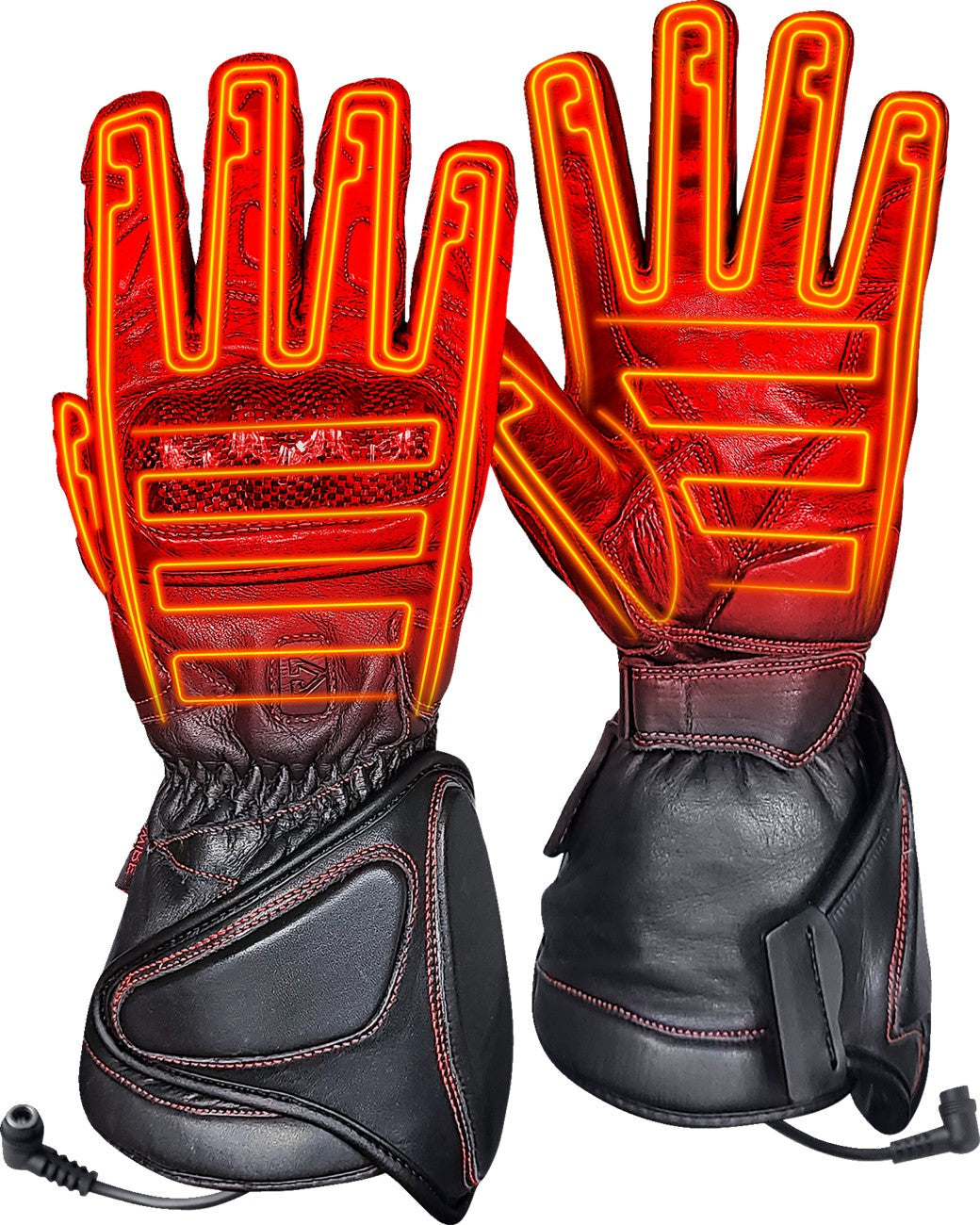 Gerbing Heated Clothing 12V Extreme Hard Knuckle Motorcycle Heated Gauntlet Gloves - Black