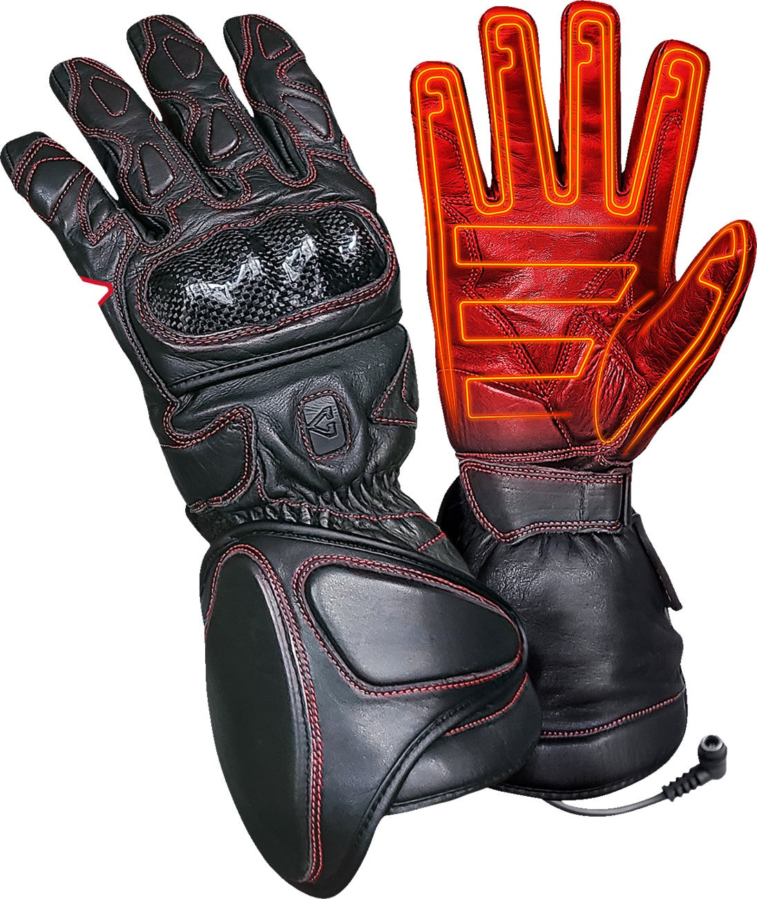 Gerbing Heated Clothing 12V Extreme Hard Knuckle Motorcycle Heated Gauntlet Gloves - Black