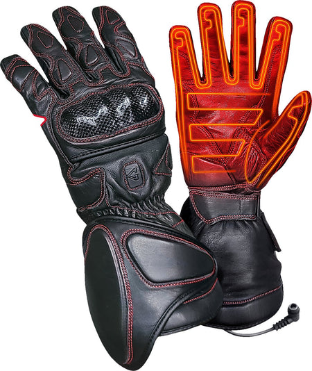 Gerbing Heated Clothing 12V Extreme Hard Knuckle Motorcycle Heated Gauntlet Gloves - Black