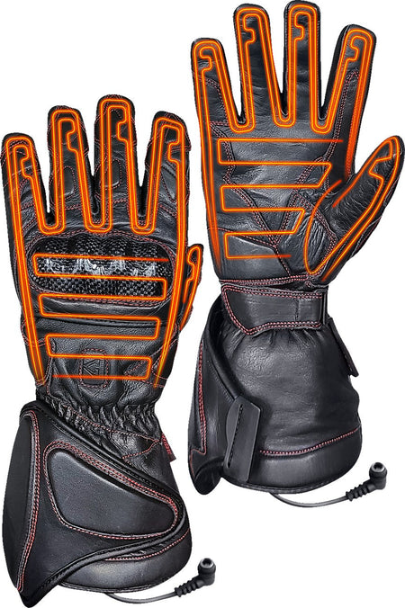 Gerbing Heated Clothing 12V Extreme Hard Knuckle Motorcycle Heated Gauntlet Gloves - Black