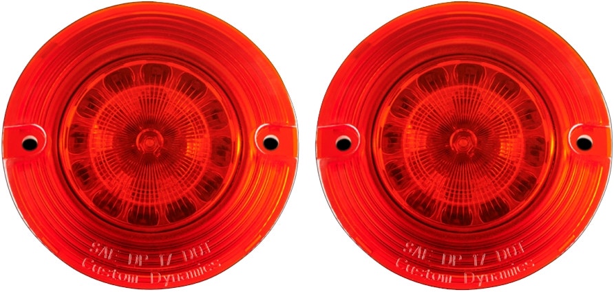 Custom Dynamics PB-R-1156-T Red Rear Turn Signal Insert Flat Bezel Harley