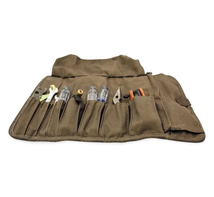 Burly Brand B15-1030D Dark Oak Voyager Tool Roll for Harley & Metric Motorcycle