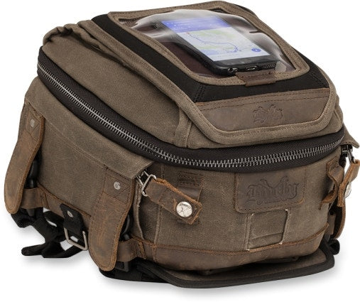 Burly Brand B15-1010D Dark Oak Voyager Tank/Tail Canvas Bag Harley Metric