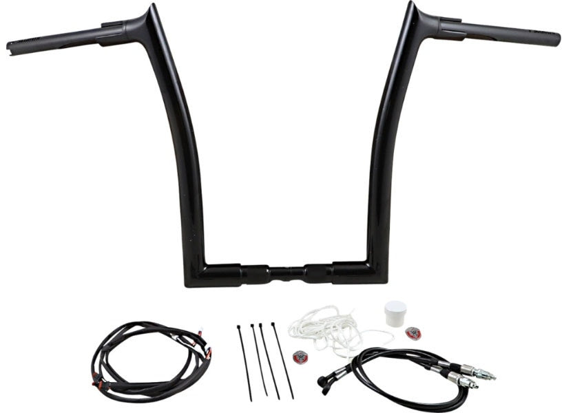 FBI Fat Baggers Black 1-1/2" EZ Install Pointed Top 16" Handlebar Kit Harley 18+