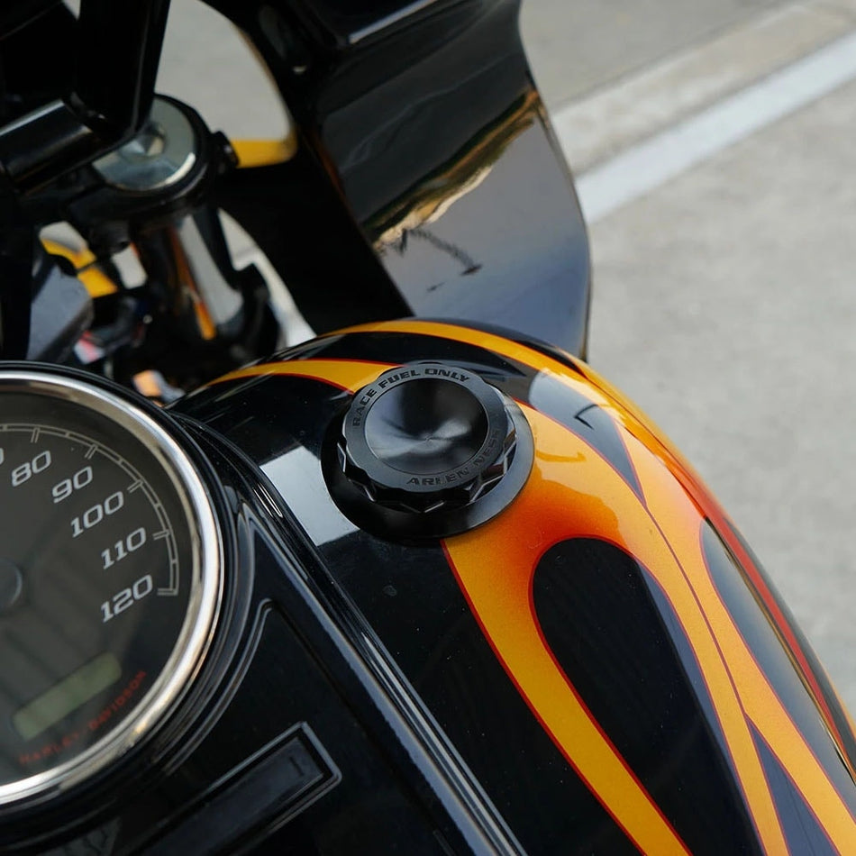 Arlen Ness 701-010 12 Point Gas Cap Black Harley Big Twin Vented 97-Up