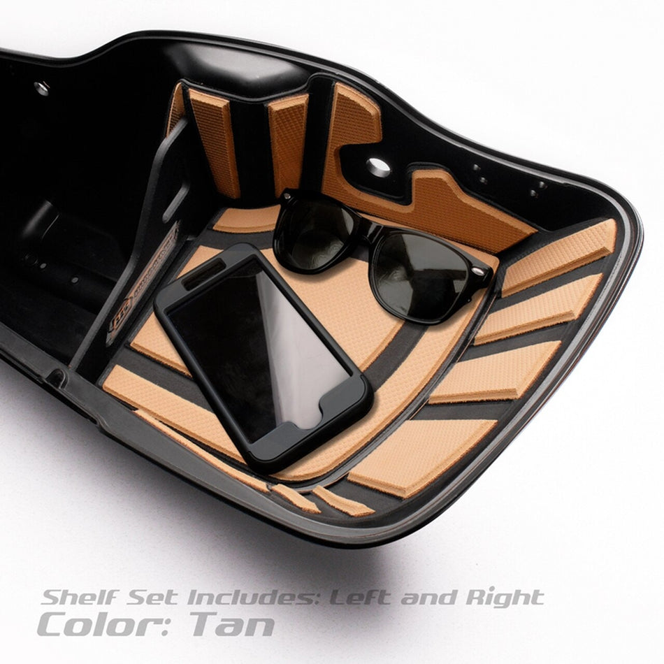 Hardstreet Ryt-There Saddle Bag Shelf Set Tan Harley Touring FLH FLT 14-Up