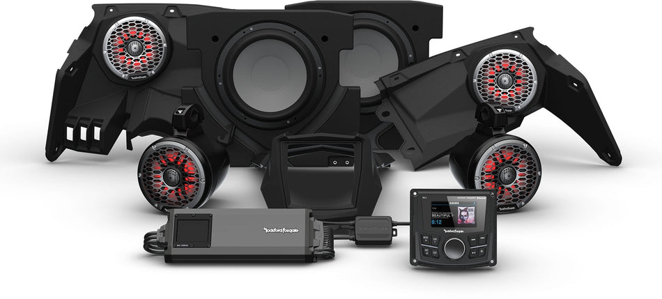 Rockford Fosgate PMX-2 1500w Front Rear Color Optix Speaker Dual Subwoofer Can-Am