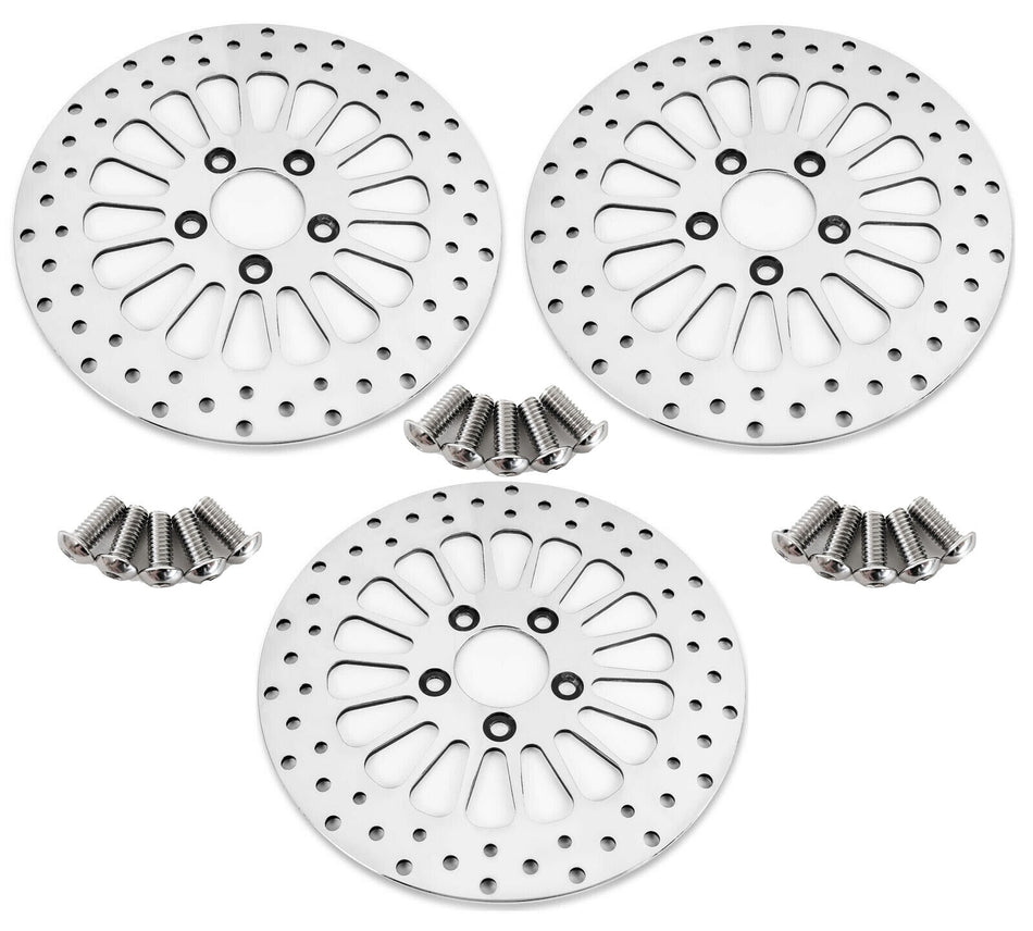 DNA Super Spoke Dual Front & Single Rear Polished Rotors 08-13 Harley Touring