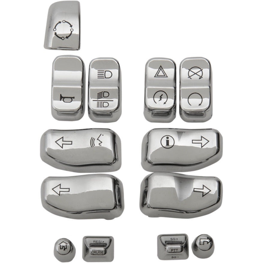 Drag Chrome Hand Control Kit w/ Switch Housings & Caps 17-18 Harley FLHT/X M8