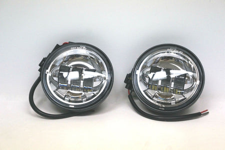 New 4-1/2" 4.5" LED Projector Daymaker Style Chrome Passing Lamps for Harley-Davidson