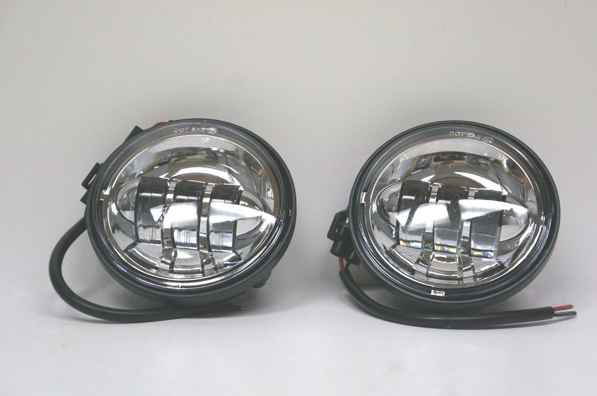 New 4-1/2" 4.5" LED Projector Daymaker Style Chrome Passing Lamps for Harley-Davidson