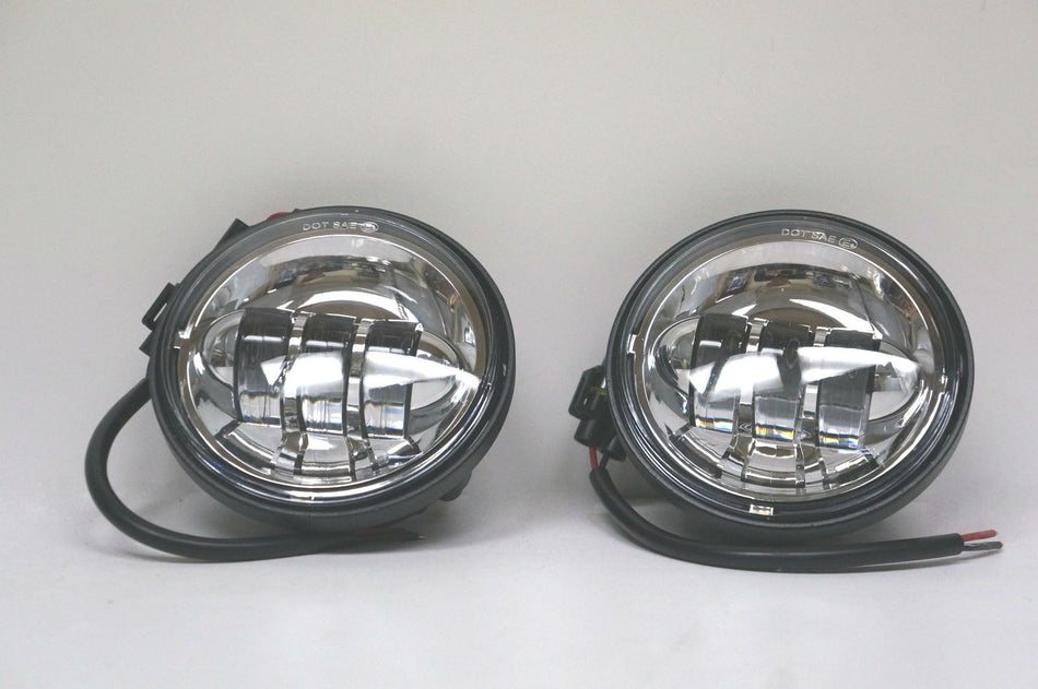 New 4-1/2" 4.5" LED Projector Daymaker Style Chrome Passing Lamps for Harley-Davidson