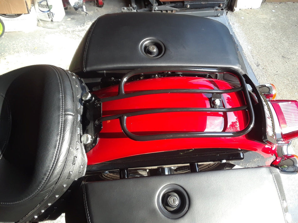 Motherwell 7" Solo Matte Black Luggage Rack 4 Harley 06-17 Softail Deluxe Models