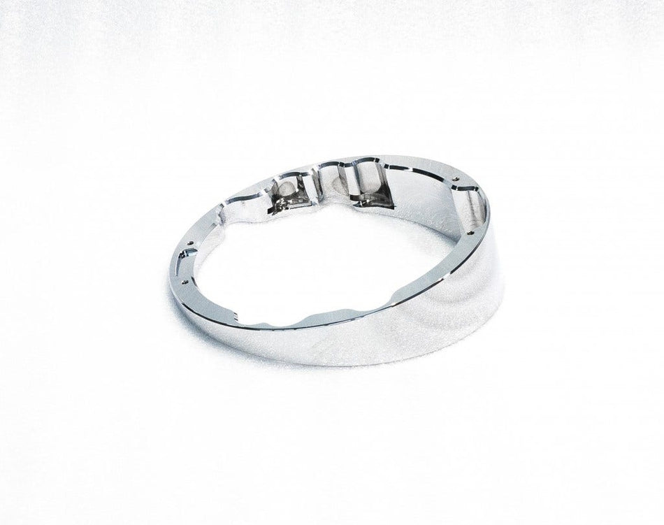 MC Baggers Chrome Raked Headlight Bezel for Steel Kore Rake Kits Harley 97-Up