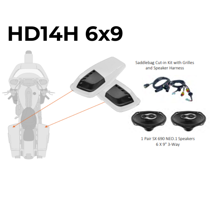 Hertz HD14H Saddlebag Lid Kit W/ NEO 3-Way Speakers 4 Harley 14-23 Hertz HD14H Saddlebag Lid Kit W/ NEO 3-Way Speakers 4 Harley 14-23