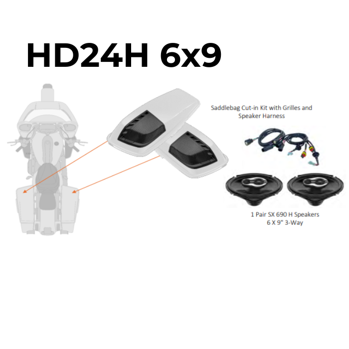 Hertz HD24H Saddlebag Lid Kit W/ NEO 3-Way Speakers 4 Harley 24-up