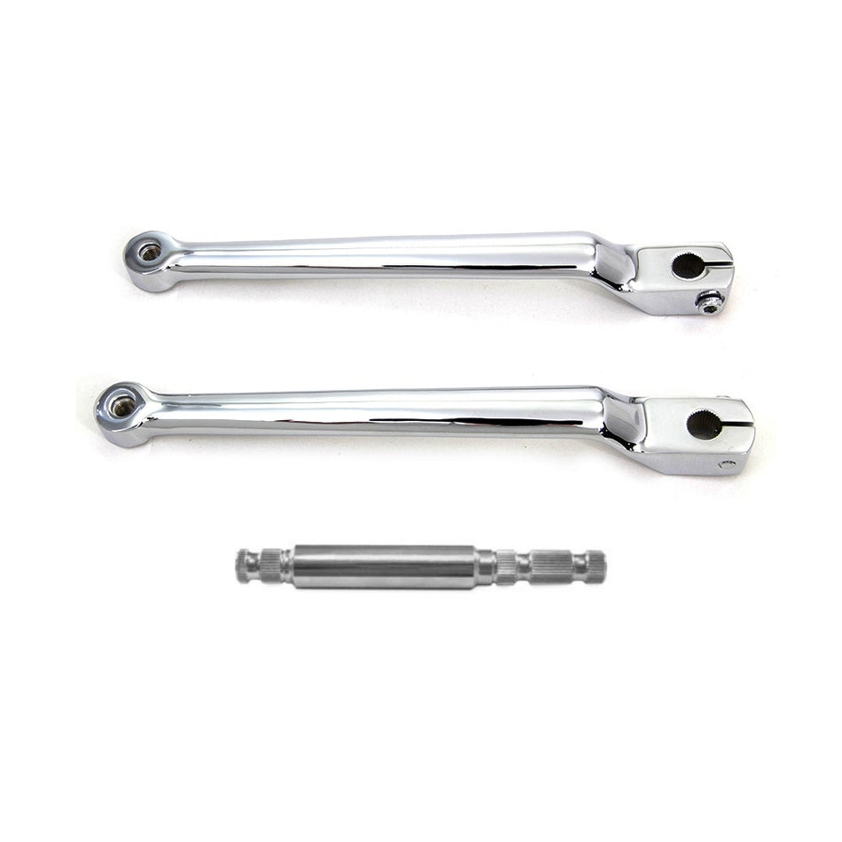 Extended 9-3/4" Chrome Heel Toe Splined Shift Lever Set w/ Shaft 86-18 Harley