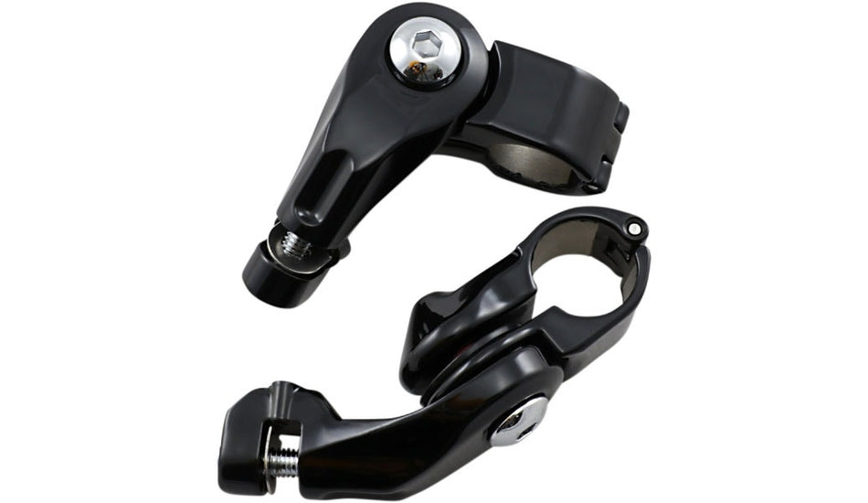 Kuryakyn Black Tour Tech Tall Rider Cruise Peg Mounts (Short) 4" For 1-1/4" Bar