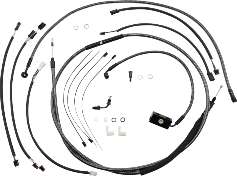Magnum KARBONFIBR 12-14 Handlebar Control Cable Install Kit Harley Softail 18-Up