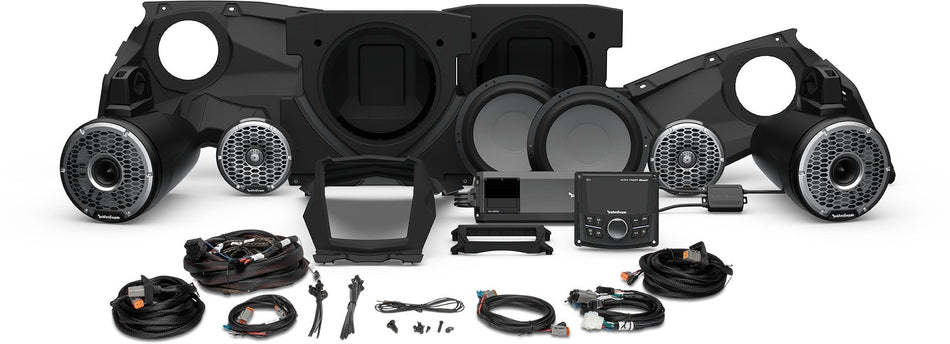 Rockford Fosgate PMX-3 1500w Front Rear Horn Color Optix Speaker Dual Subwoofer