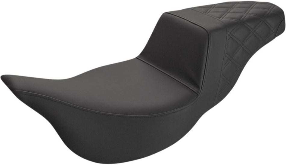 Saddlemen Black Step Up 2-Up Extended Reach Lattice Stitch Seat Harley Touring 08-Up