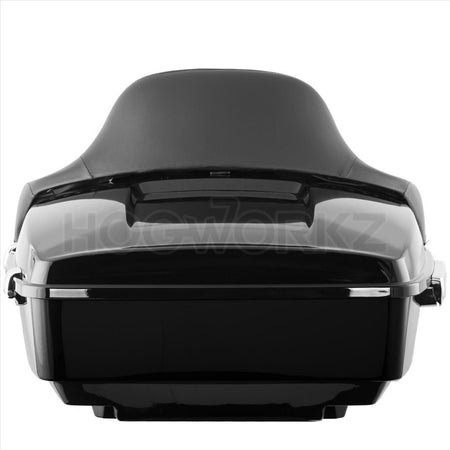 Hogworkz Vivid Black King Tour Pack w/ Full Backrest Chrome Hardware 97-18 Harley FLH/T