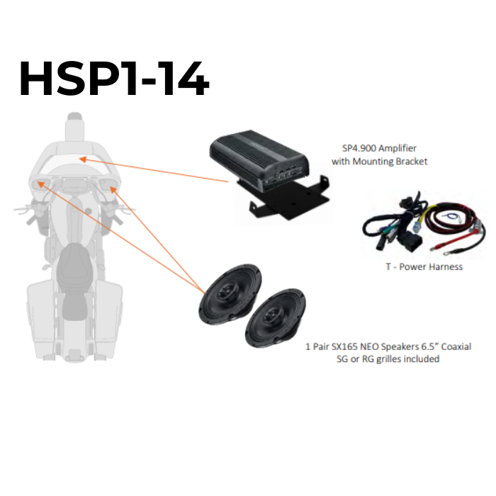 Hertz HSP1 Plug and Play Front Speaker Kit W/ Amp Bracket 4 Harley 14-23