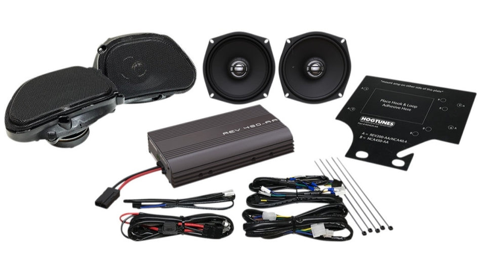 Hogtunes 200w Amp & Speaker Kit REV450RGUKIT-AA Harley Road Glide Ultra 11-13
