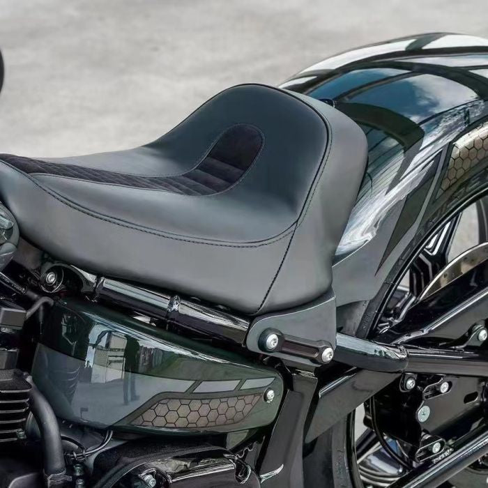 Hogworkz Black Channel Solo Seat for Wide Bobber Rear Fender 18-24 Harley Softail