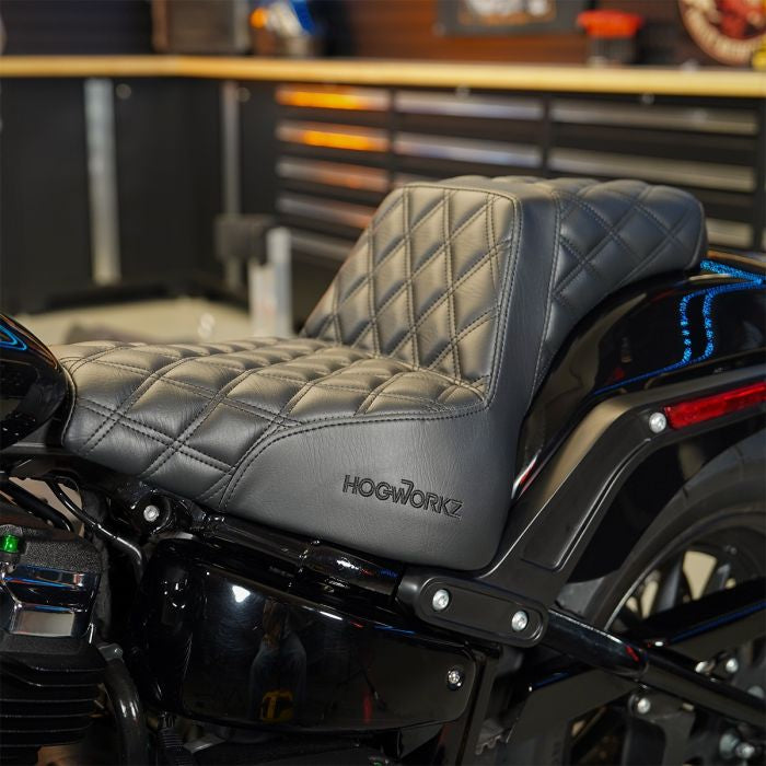 Hogworkz Diamond Black Rise Up Seat for 18-25 Harley Fat Bob